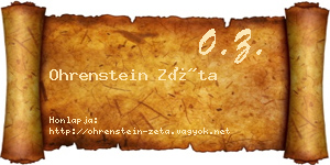 Ohrenstein Zéta névjegykártya